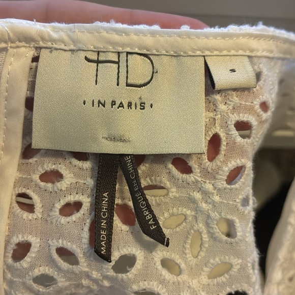 Anthropologie Eyelet Hi Low Empire Waist Blouse by HD in Paris White Size S - Picture 7 of 9